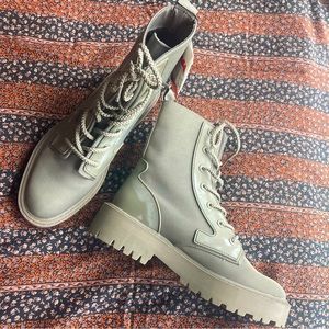 Zara Sage Green Combat Boots